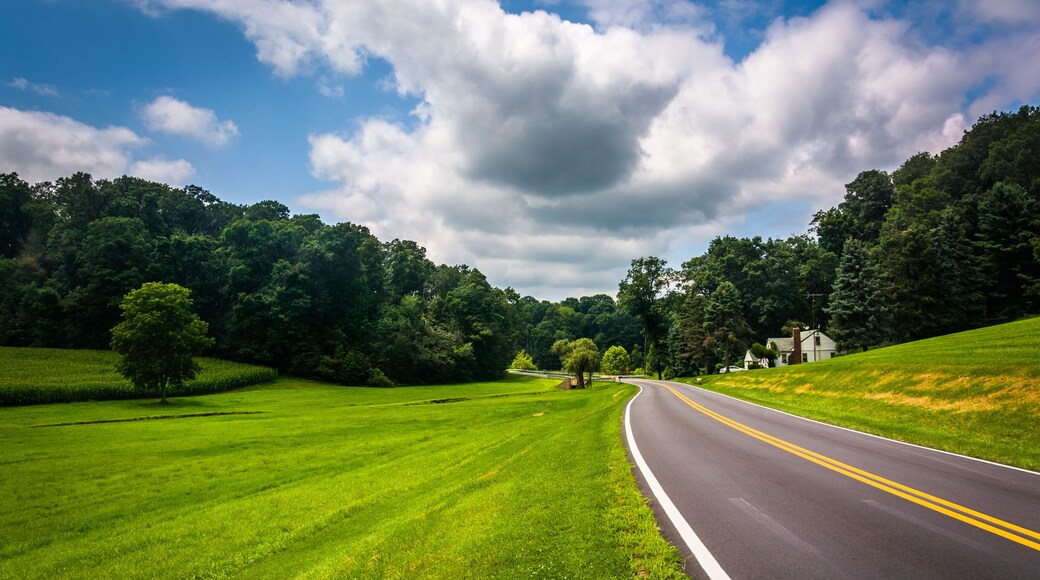 Farm fields along a country road in rural Carroll County, Maryla
