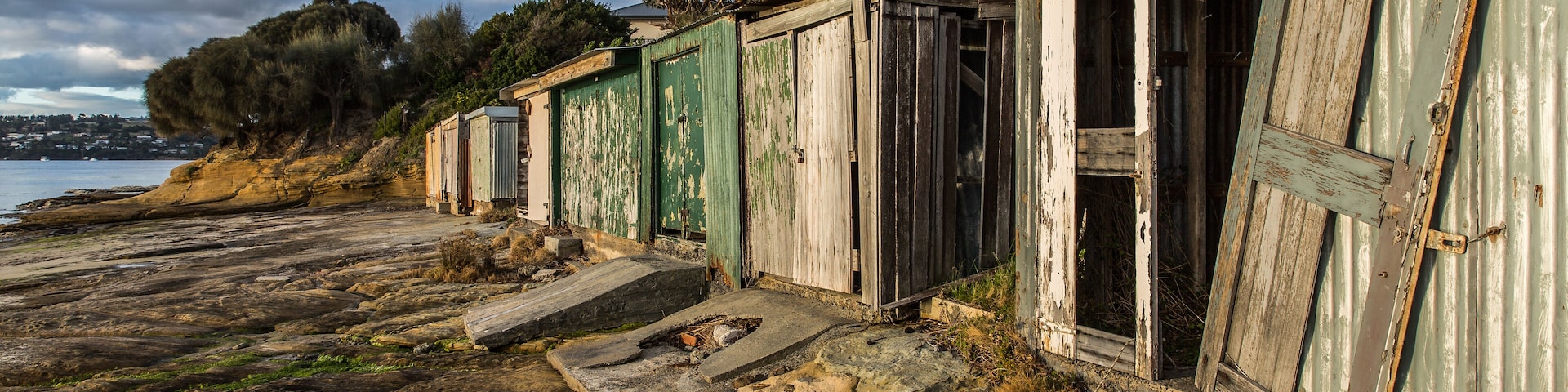 Old boat sheds at Dodges Ferry, Tasmania