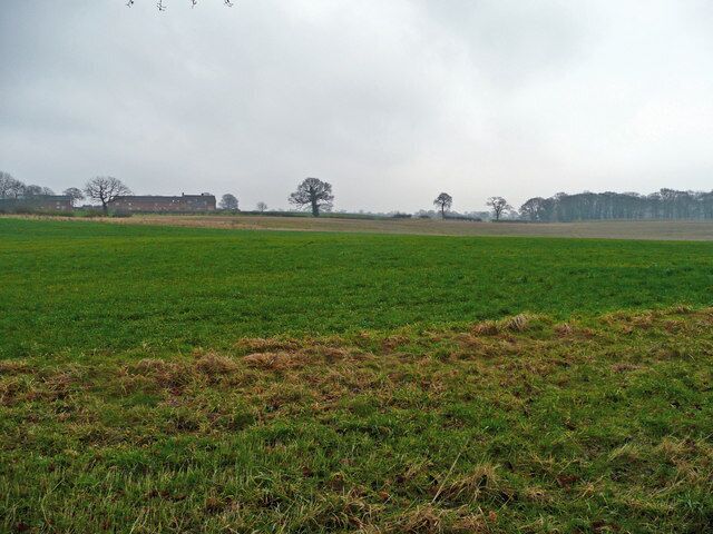 Over fields to Balterley Hall View east of Back Lane.
