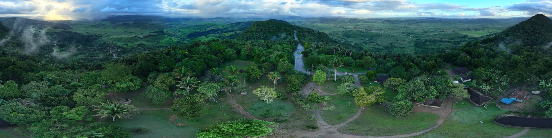 360 aerial photo taken with drone of Parque Memorial Quilombo dos Palmares - Serra da Barriga in Alagoas, Brazil