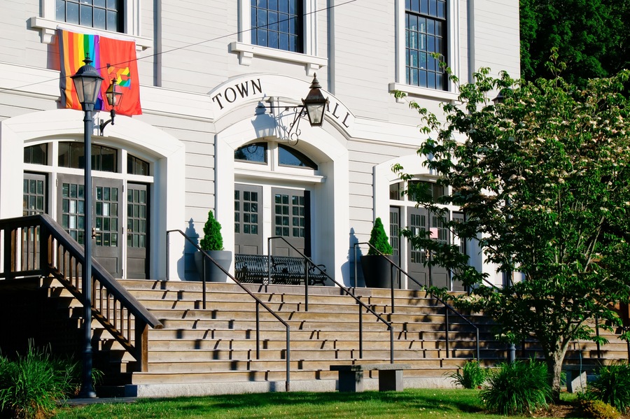 Stairway and doorway of town hall