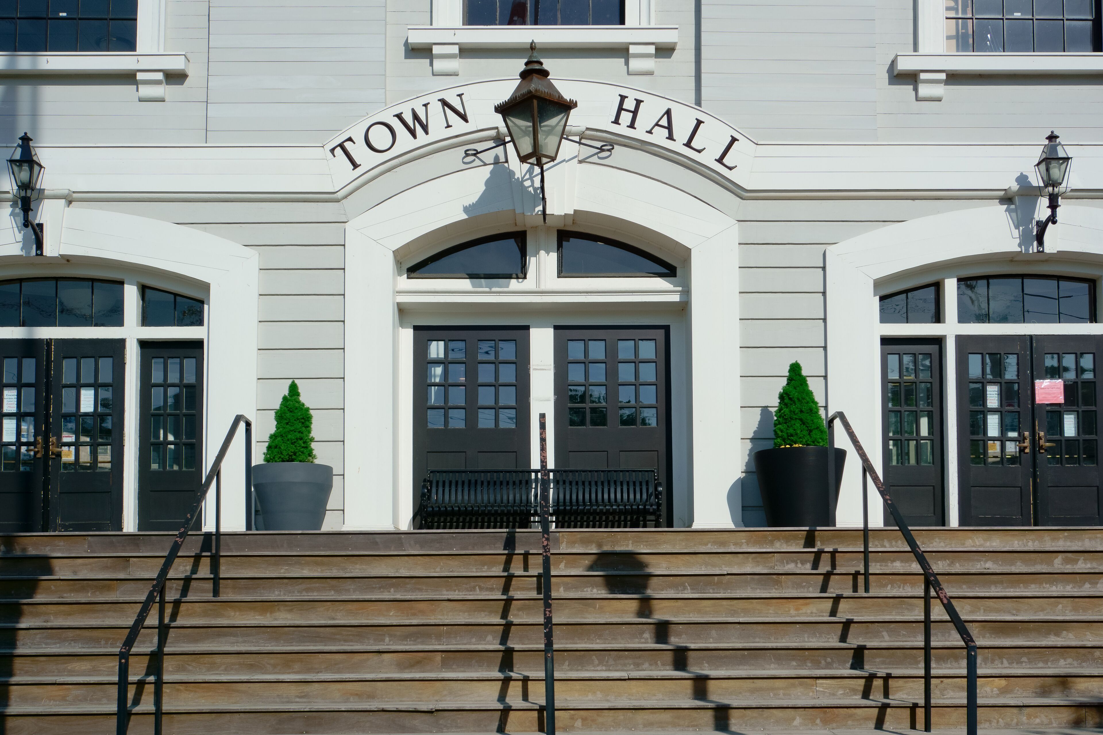 Stairway and doorway of town hall 