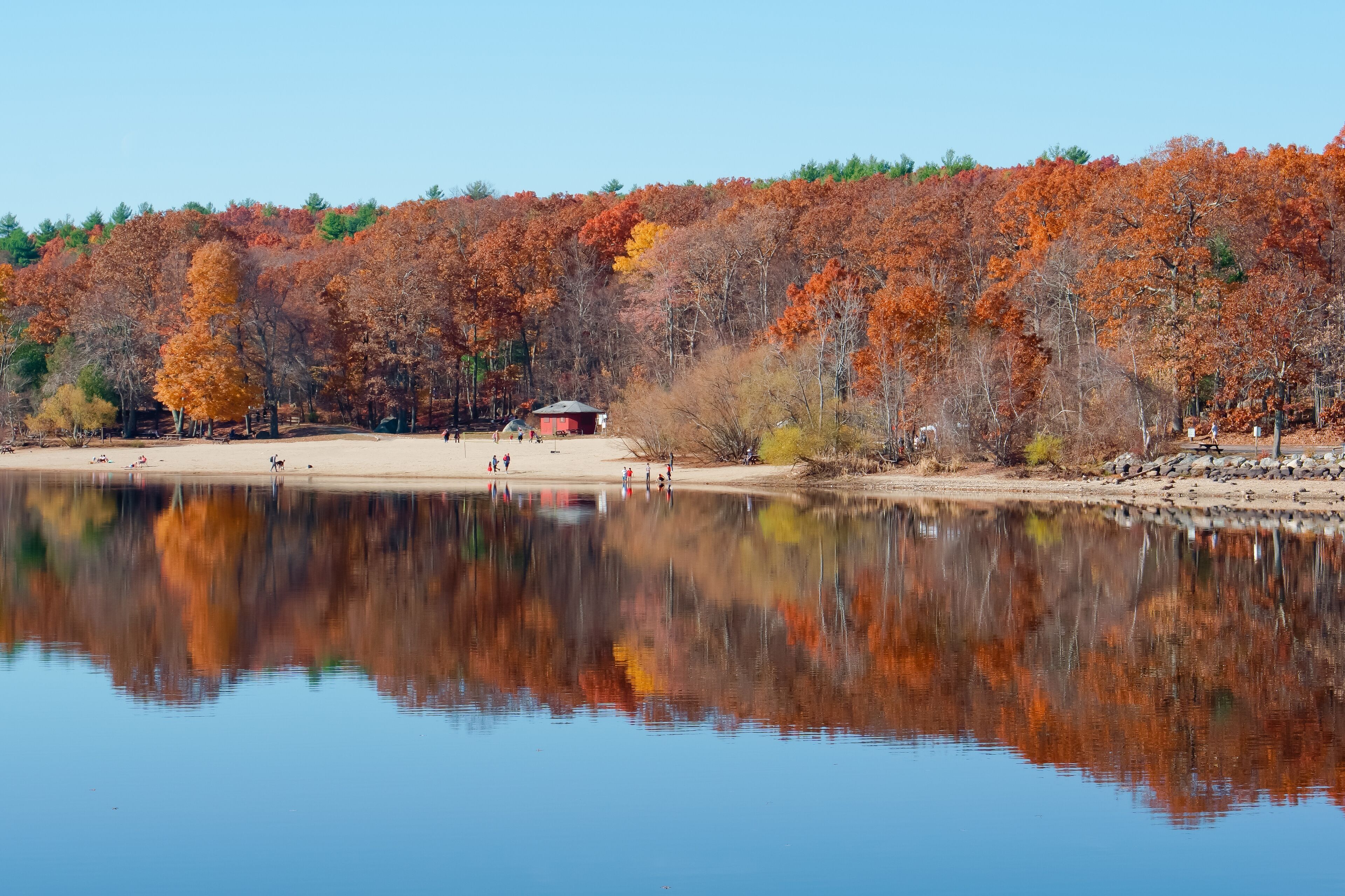 Autumn scenery of Hopkinton State Park MA USA