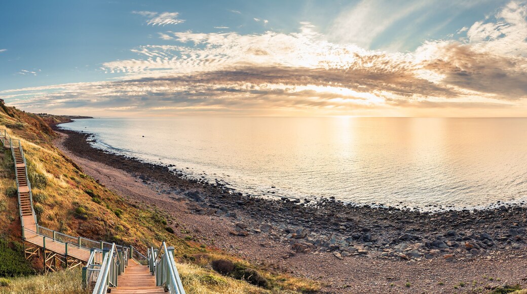 Marino to Hallett Cove Coastal Walking Trail with panoramic sea view at sunset, South Australia, South Australia