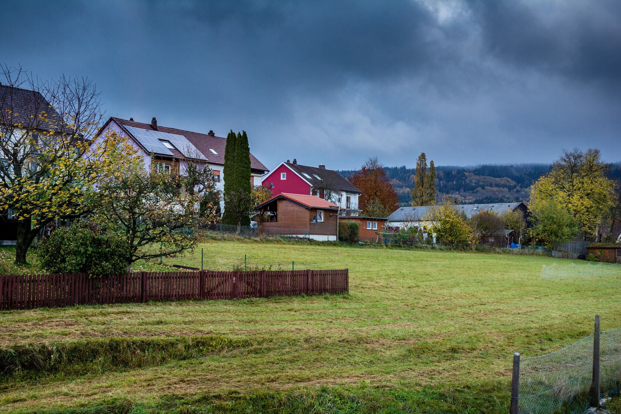 500px provided description: This is what HDR is made for. ;) [#autumn ,#trees ,#morning ,#hdr ,#clouds ,#cloudy ,#europe ,#house ,#tree ,#fall ,#grass ,#fence ,#dark ,#germany ,#meadow ,#bavaria ,#franconia]