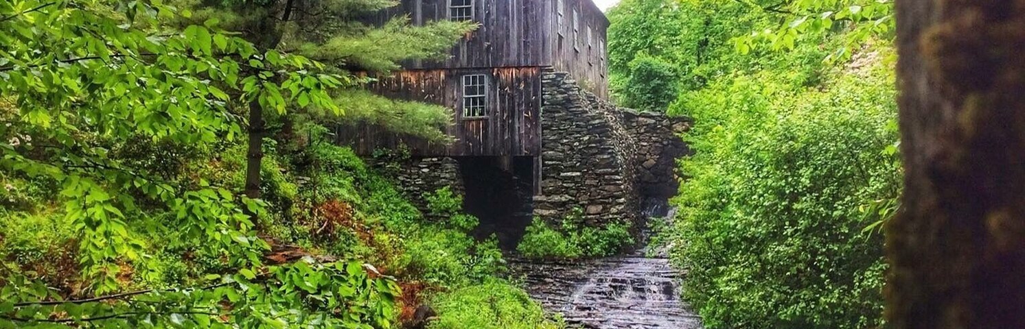 Streams, covered bridges, and waterfalls.
