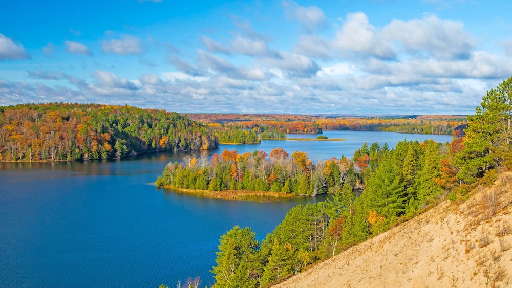 AuSable River, Lumberman's Monument sand dunes trail, Huron National Forest, Cooke Dam Pond, Iosco County, Michigan