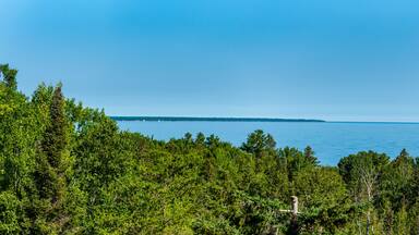 Scenic overlook of Lake Huron near Roger's City Michigan