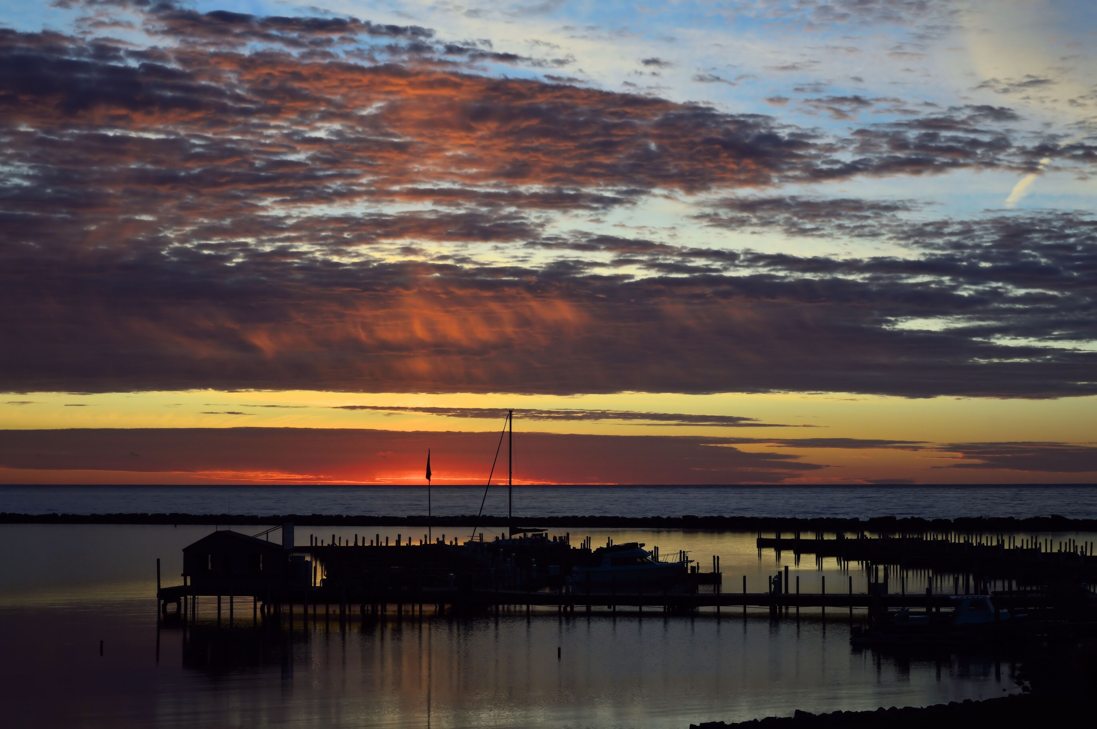 Sunrise of Harrisville Harbor in northeast Michigan