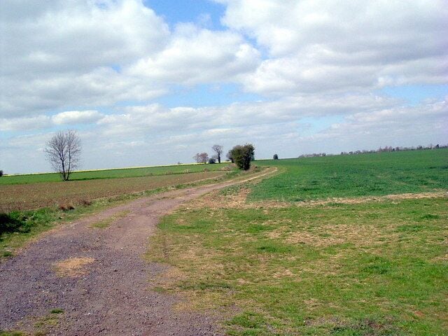 Footpath north of Manor farm Looking west