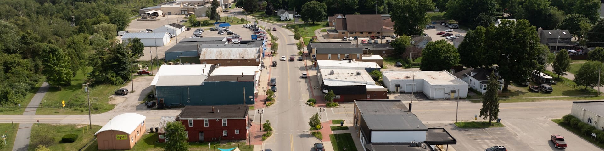 New Era, Michigan downtown aerial view.