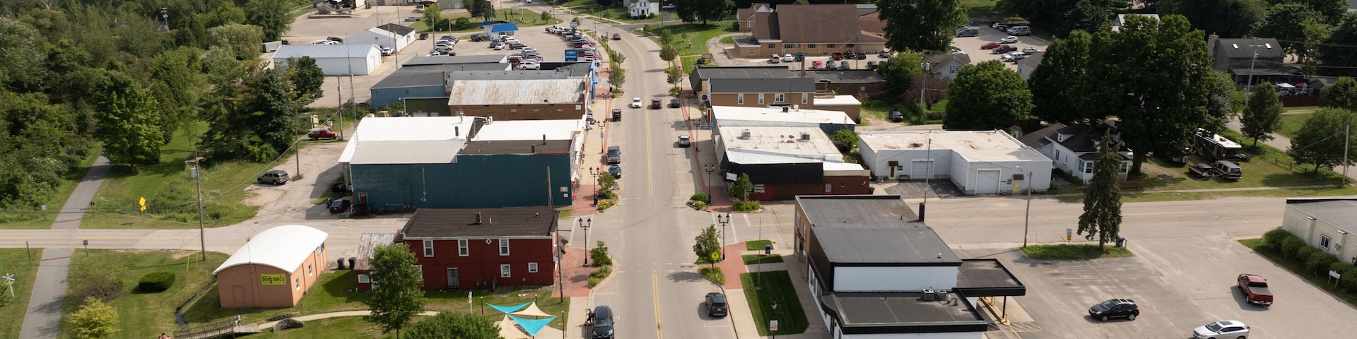 New Era, Michigan downtown aerial view.