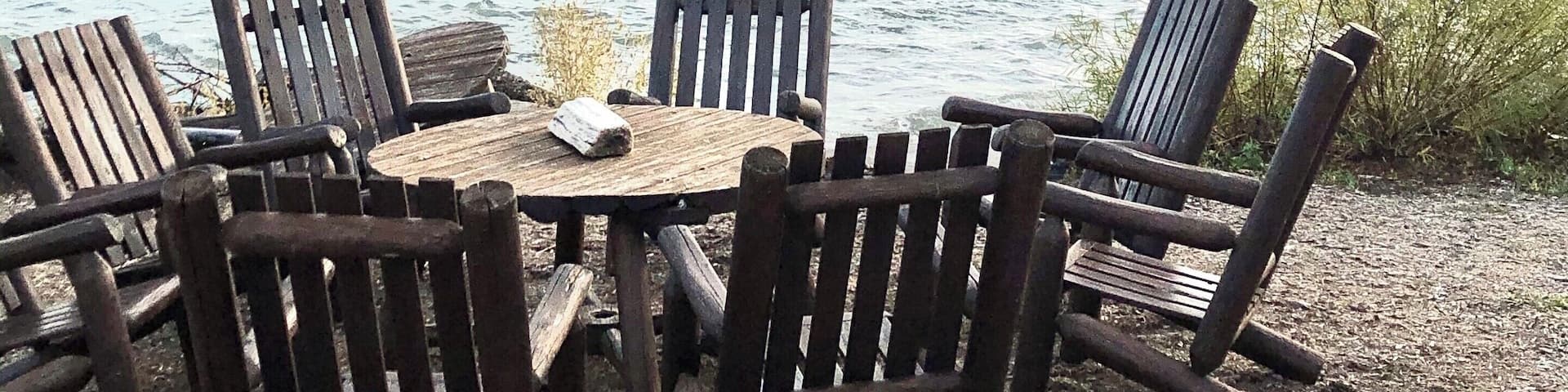 Beautiful cool fall day to sit in this spot with a glass of Leelanau Cellars wine.