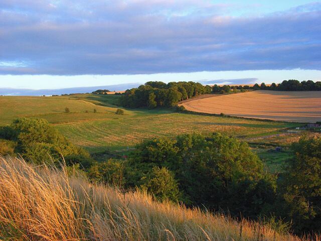 Farmland, Ashbury A view across fields at the foot of Kingstone Coombes from the path to Winslow Bank.