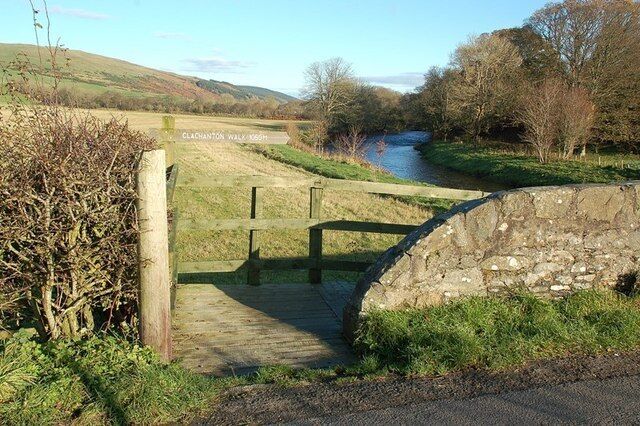 Clachanton Walk The start of the Clachanton Walk, along the river Stinchar near Colmonell. Viewed on a fine November day.