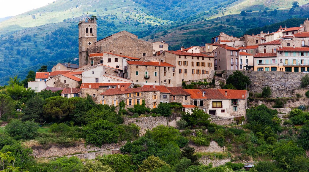 Mosset, small and picturesque french village,member of most beautiful villages of France.Mosset,Pyrenees-Orientales