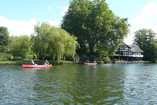 Canoes for hire These canoes have been hired for a holiday. The organiser takes your bags to each overnight accommodation and follows you downstream. You just paddle and enjoy the river.