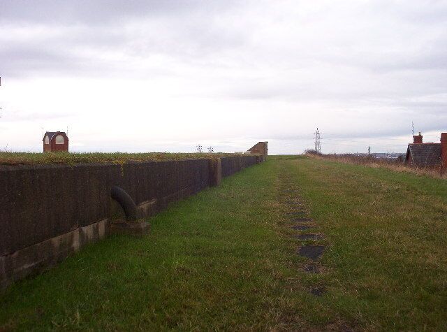 Downhill Reservoir. Looking north along the top of the covered reservoir at Downhill, near West Boldon.