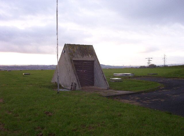 Downhill Reservoir. A variety of service hatches and vents adorn the top of the covered reservoir at Downhill.