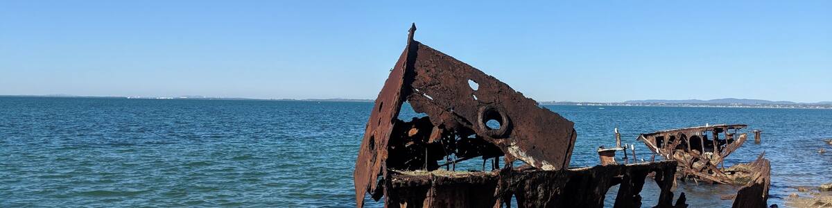 HMQS Gayundah. Former gunboat now serving as a breakwater at Woody Point.