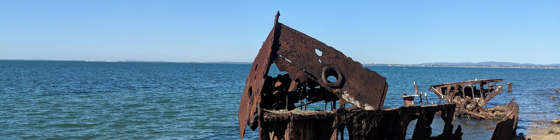 HMQS Gayundah. Former gunboat now serving as a breakwater at Woody Point.