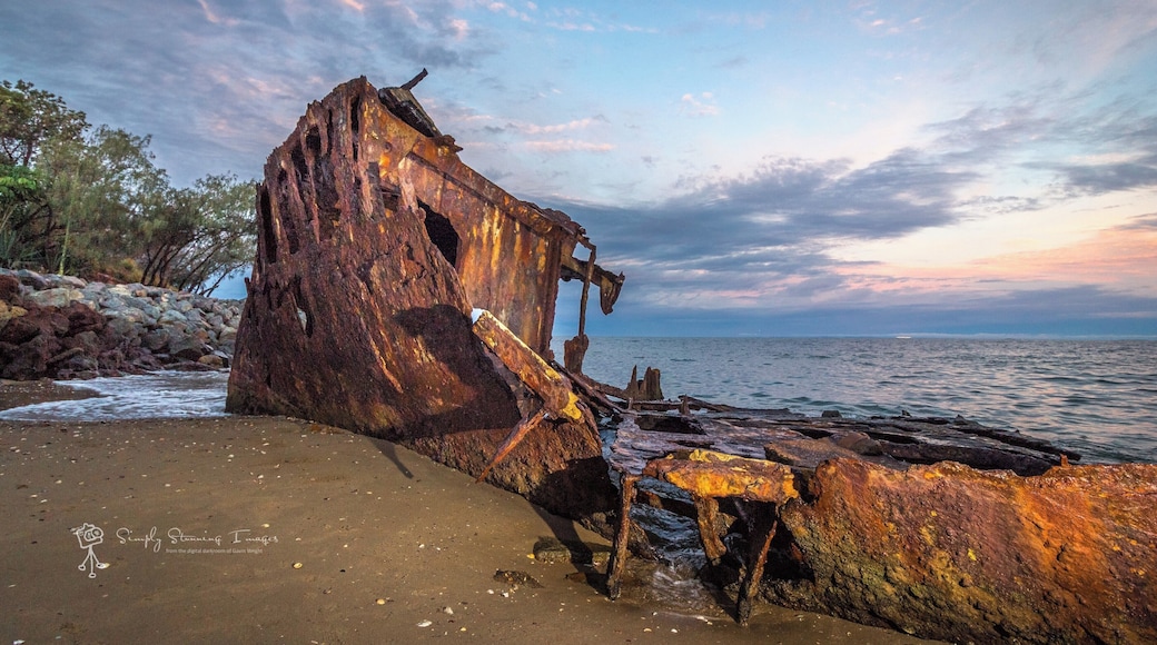 Not much remains of this grand old lady of the seas. The HMS Gayundah can be found on the foreshore to the left of the Woody Point jetty and just around the corner of the headland.