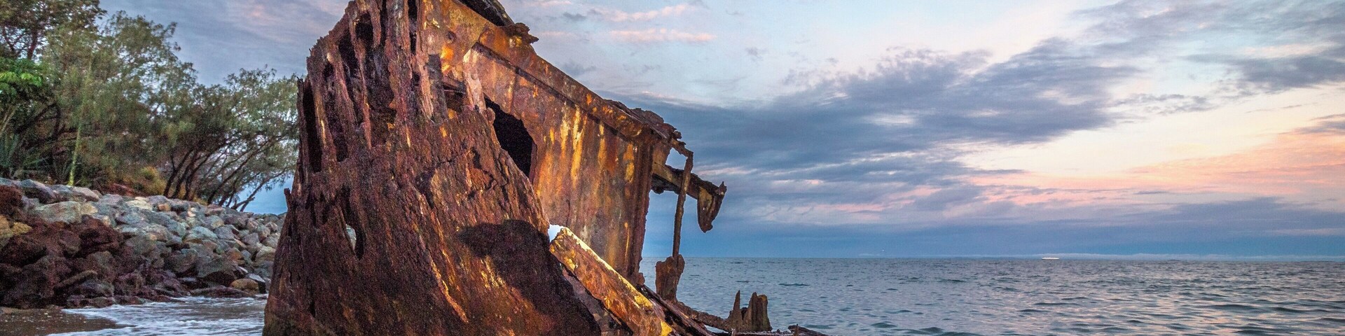 Not much remains of this grand old lady of the seas. The HMS Gayundah can be found on the foreshore to the left of the Woody Point jetty and just around the corner of the headland.