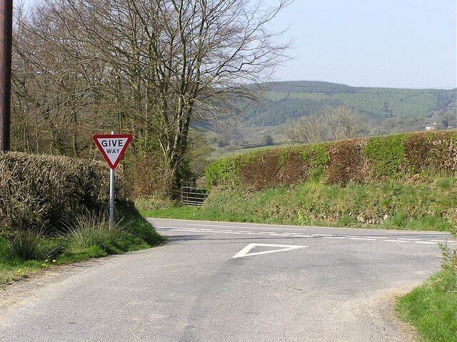 Road Junction The junction of the roads between Esgairdawe and Rhydcymerau and Llanybydder and Rhydcamerau