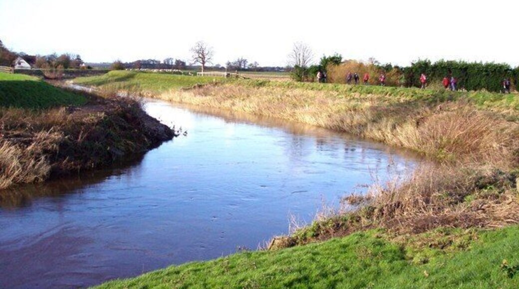 Bend on River Wyre View from path on top of river dyke