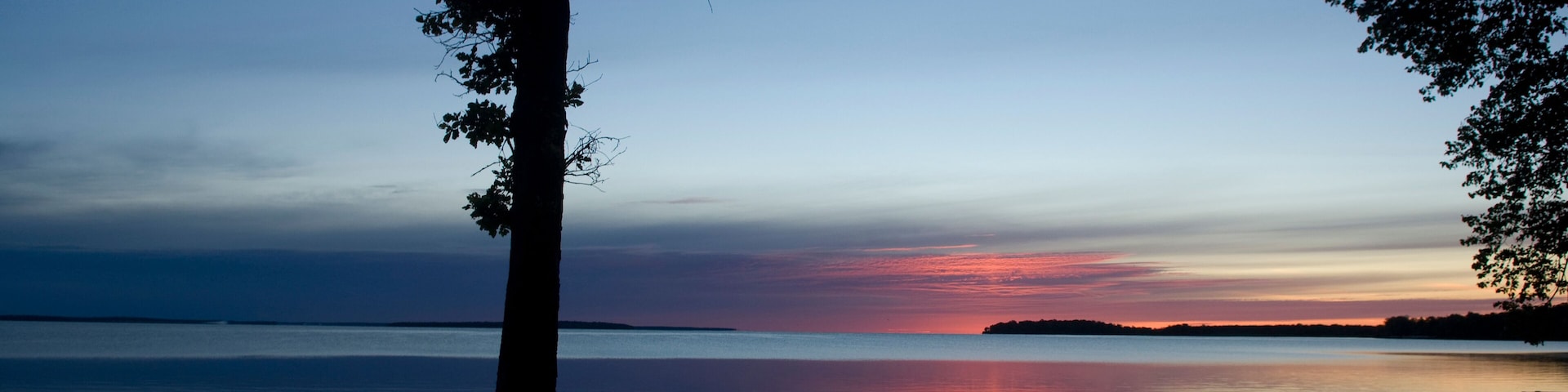 Dock at a lodge on Leech Lake, Minnesota at sundown; Walker, Minnesota, United States of America