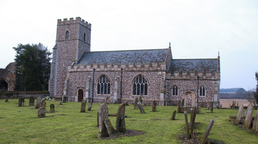 All Saints, West Acre View of the parish church of All Saints from the south. The tower dates from the 14th century, but the main part of the church was rebuilt in the early 17th century.