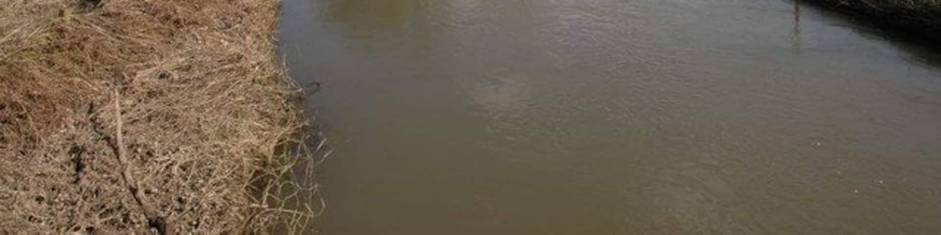 The river Arrow, Ivington The river Arrow viewed from the road bridge to the north of Ivington.