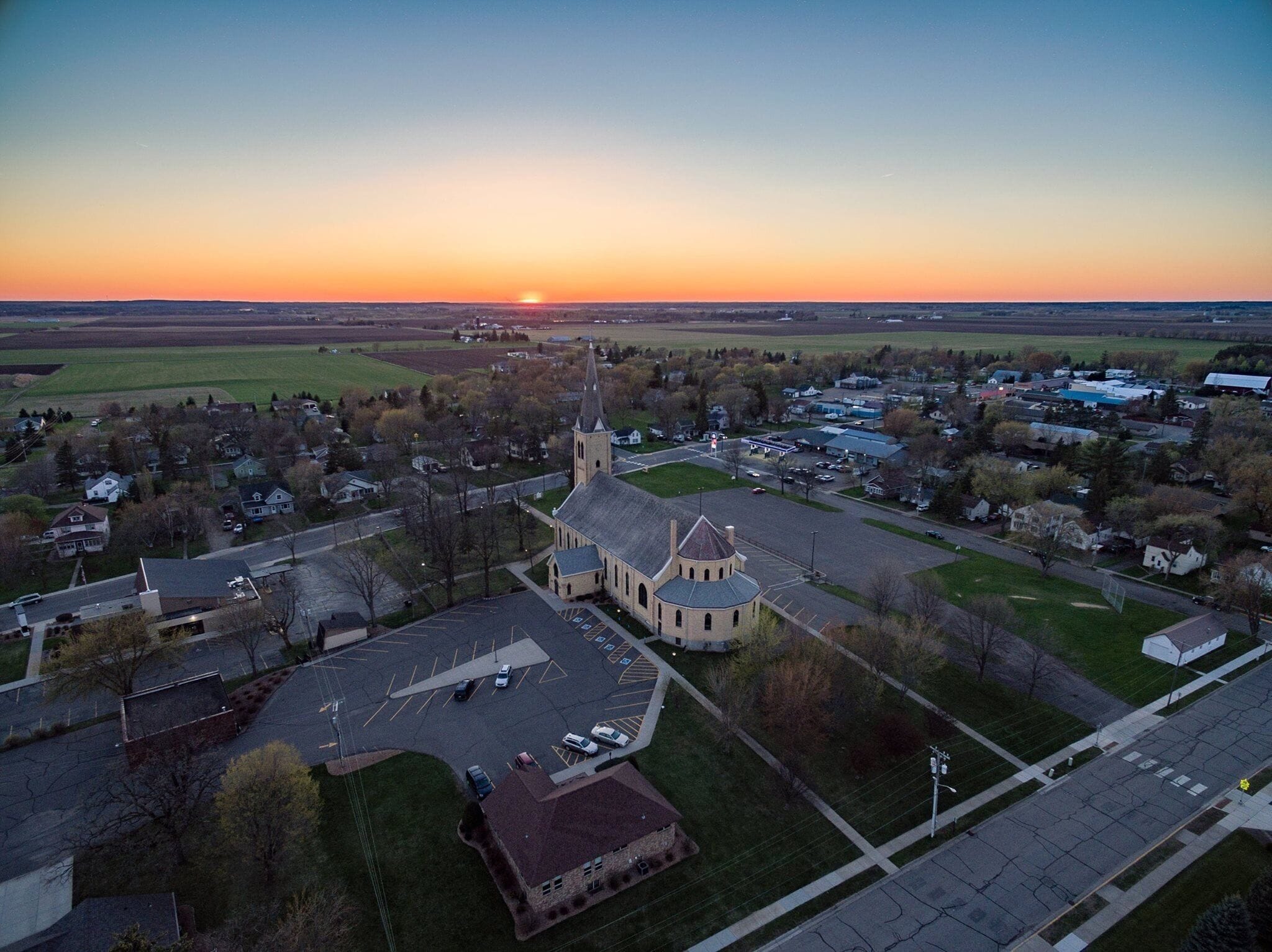 Sunset over Pierz. The church really is the center of the community!