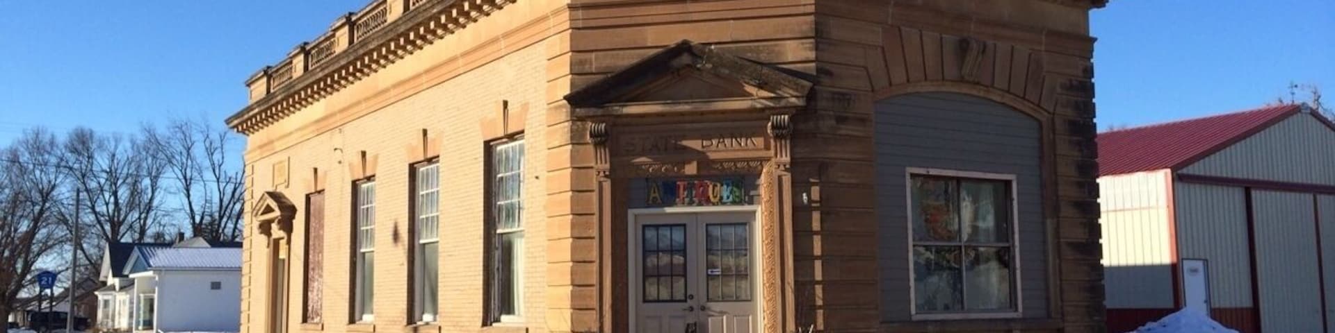 An old state bank established in 1907, beautiful turn of the 20th century architecture.