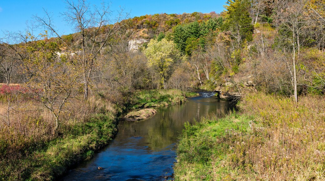 Whitewater park river and bluffs autumn landscape