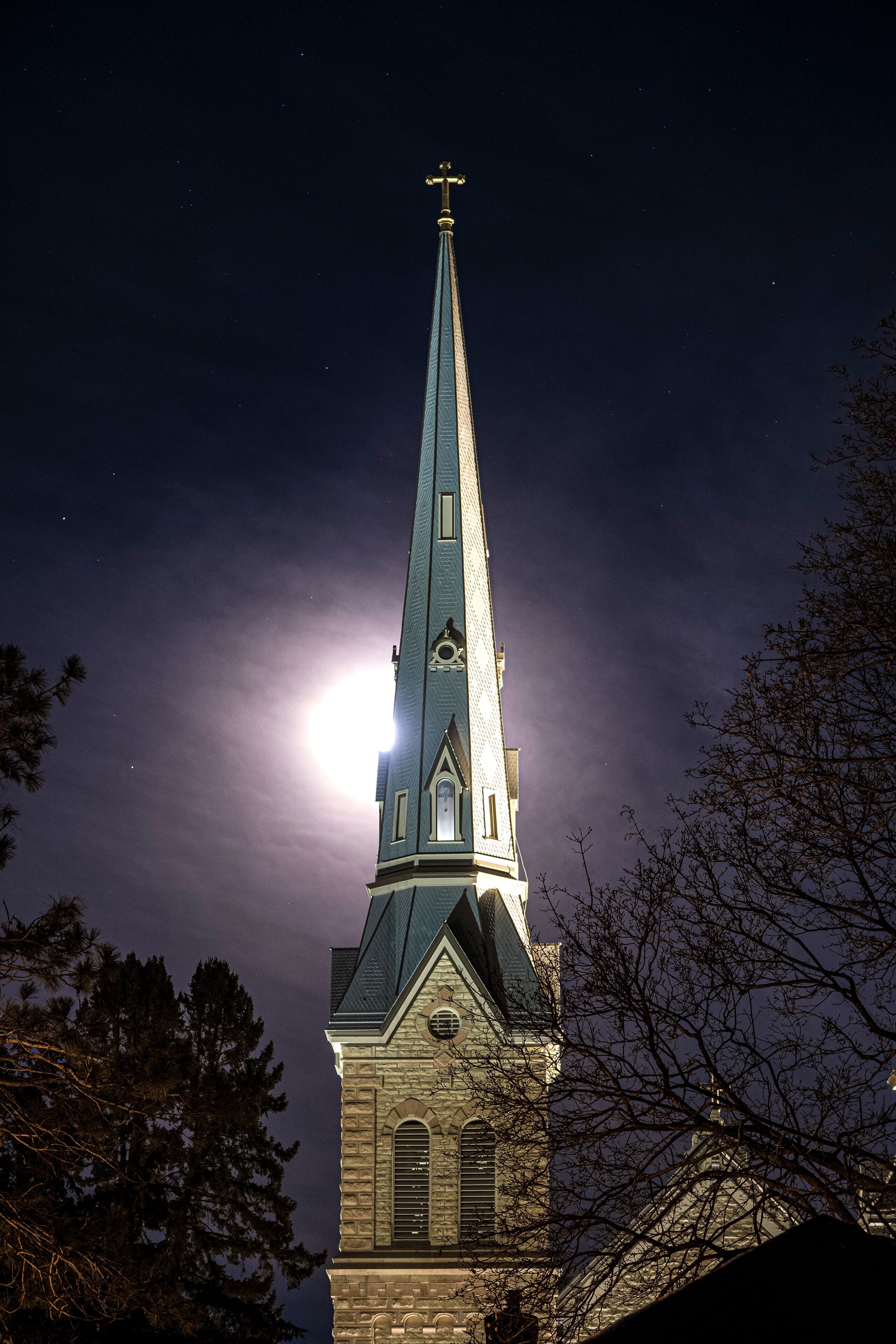 Full Moon Behind St. Michaels Church