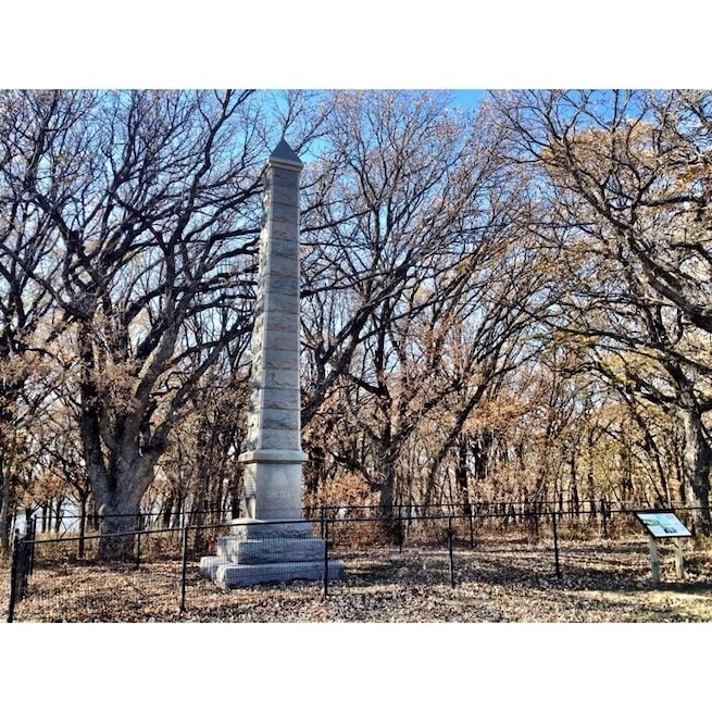 Dedicated to settlers who lost their lives during the Dakota War of 1862.
