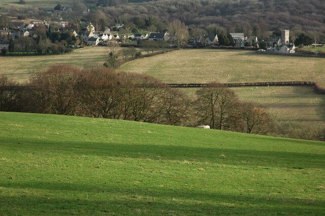 Cranham The village of Cranham and the village church of St James viewed from the north-east.