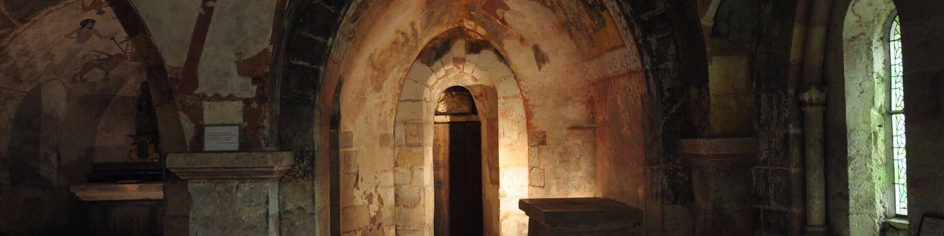 This village is a 'plus beau village' and famous for the place at which George Sands lived with Chopin (along with others) for several years. We didn't know about the murals in the crypt but found them via some rough signs inside the church. Even if the village were not so beautiful, this crypt would be worth the detour alone.