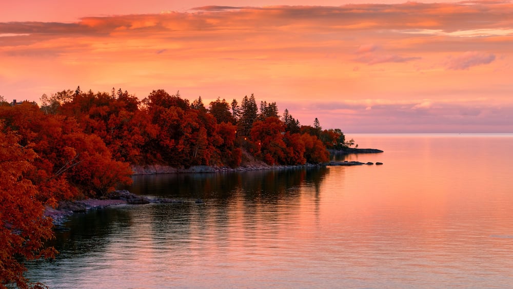 Sunset on Lake in Autumn