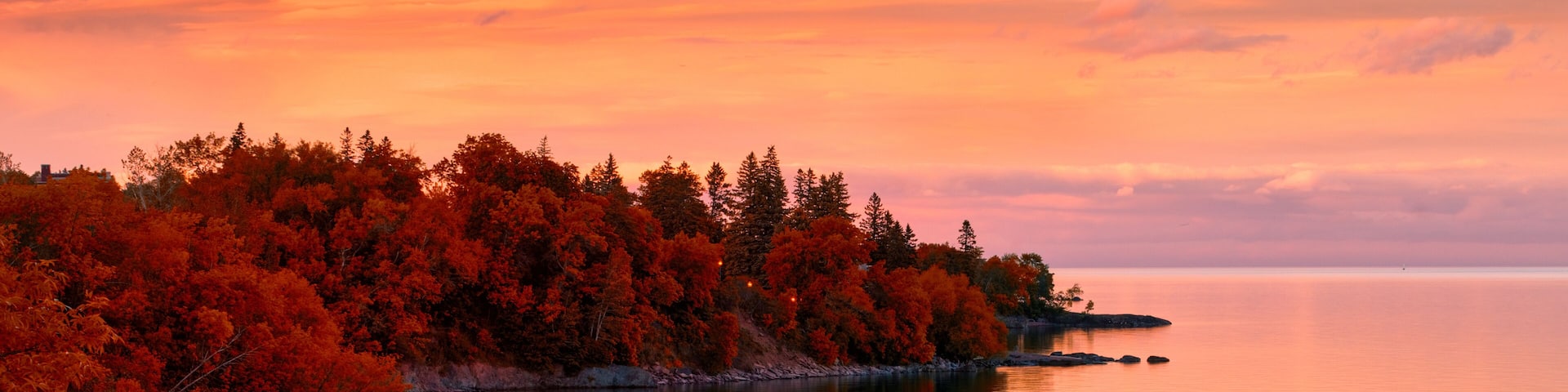 Sunset on Lake in Autumn