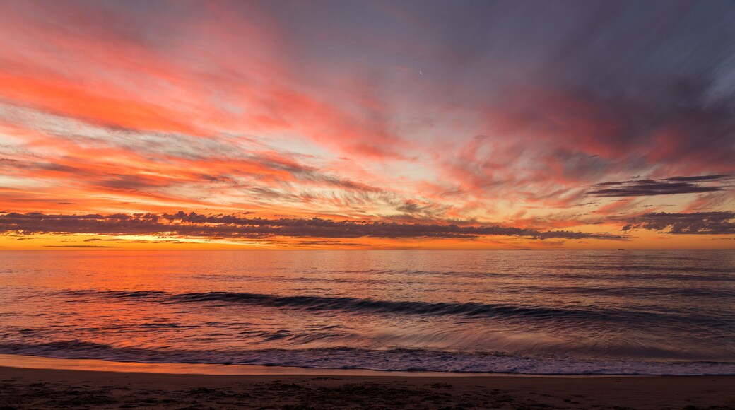 Colourful cloudy calm sunset at Bunbury, Western Australia