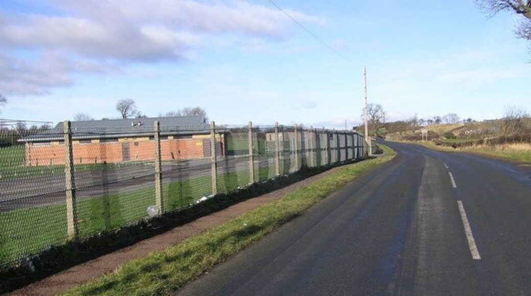 B6287 : Leeholme Recreation grounds on the left, Westerton Quarry (land-fill site) to the north.