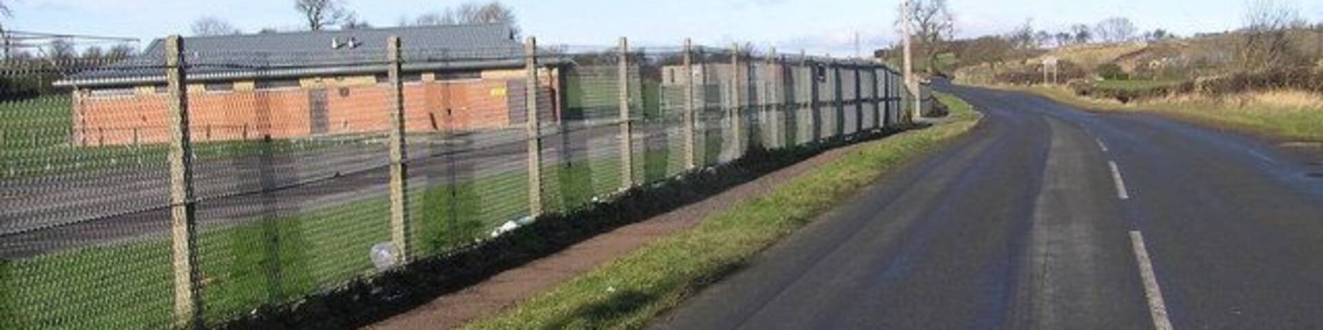 B6287 : Leeholme Recreation grounds on the left, Westerton Quarry (land-fill site) to the north.