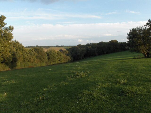 Farmland above Witcha Field just below Balak Farm, descending to Witcha Copse.