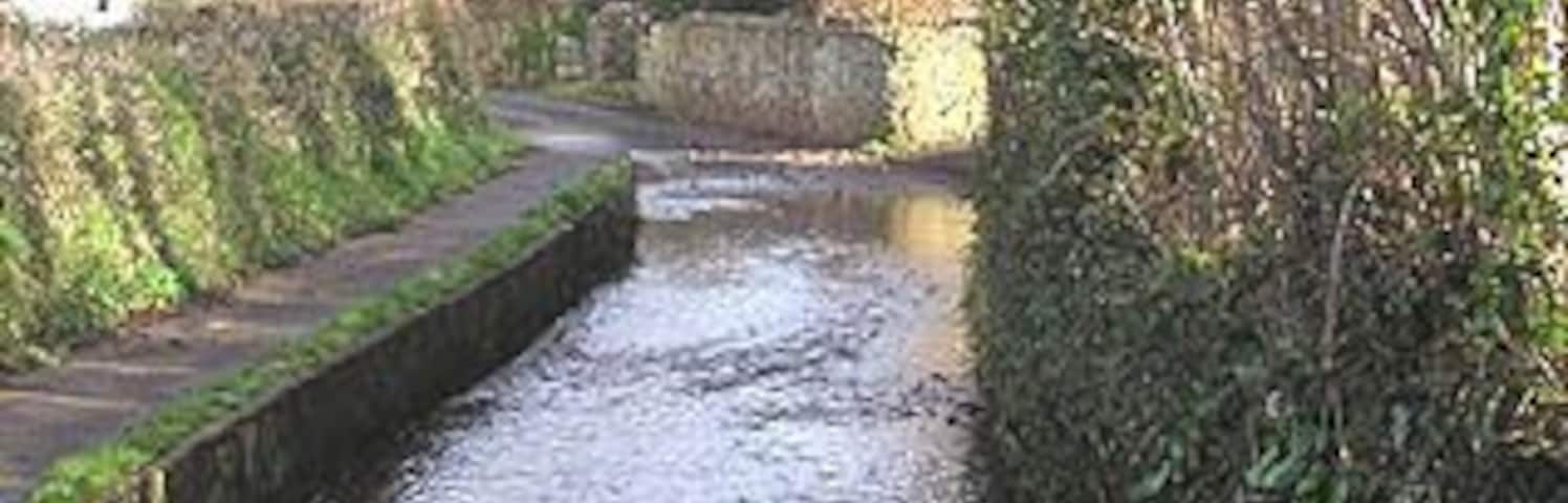 Bilbrook lane ford, east end. See my comments in the picture of the west end. There is a blind bend in between!