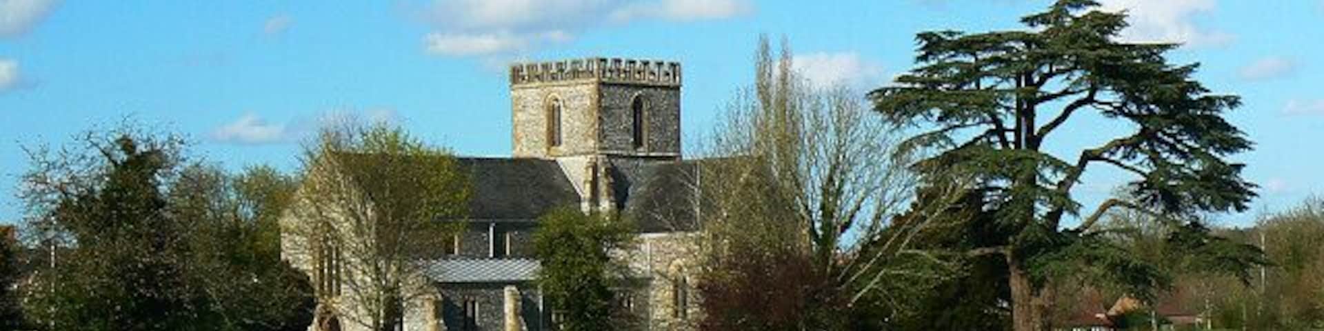 St Mary's church, Great Bedwyn From greatbedwyn.com: 'The present church of St Mary's was started in 1092, and took about 200 years to build. Beneath the church are the massive remains of a Saxon church begun in 905. The south transept houses the 14th Century tombs of Sir Adam de Stokke and his son, Sir John. In the chancel is a memorial to Edward Seymour, father of King Henry VIII's wife Jane, and later Lord Protector to the young Edward VI. The bells are one of the heaviest "rings" in Wiltshire - the tenor bell weighs over a tonne. '