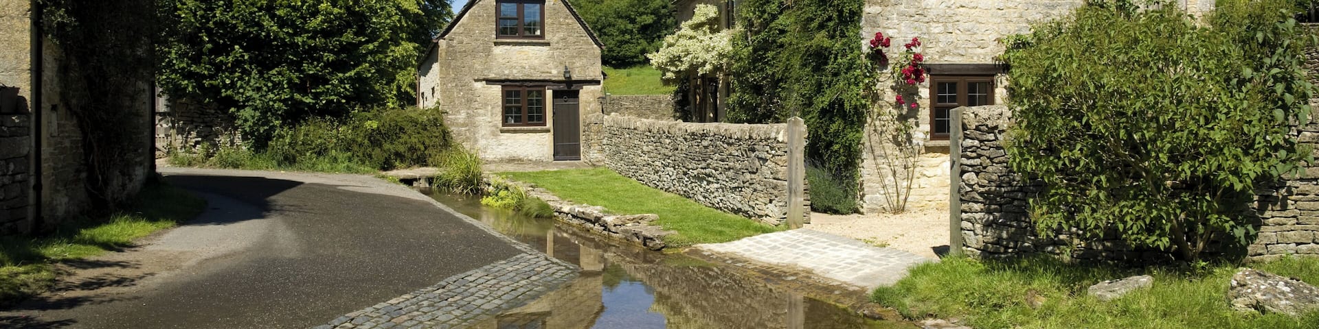 Duntisbourne Leer, England, was recorded in the Domesday Book, its name coming from the Old English for "stream of a man called Dunt" and the fact the hamlet belonged to the Abbey of Lyre in Normandy. This picture captures the ford that crosses that stream.