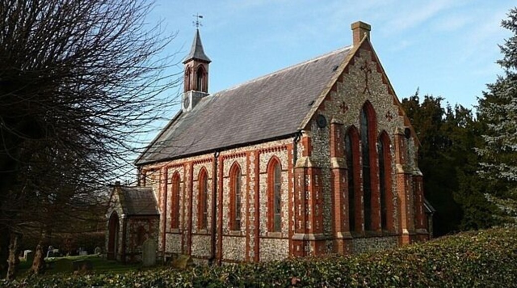 St. Mary Magdalene, Flaunden This is the first church designed by Sir George Gilbert Scott, most famous for his design of St. Pancras station. Erected in 1838, it was a new church replacing one in the older part of the village closer to the River Chess. I think it looks very attractive because of its simple brick and flint construction . There is more information here http://www.chenieschurch.cwc.net