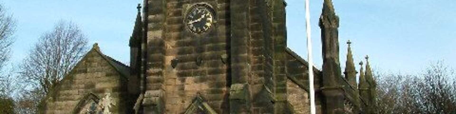 Holy Trinity parish church, Bickerstaffe, Lancashire, seen from the southwest